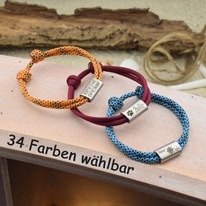 Armband enkelbandje MARA | gepersonaliseerde gravure | Paracord | Schuif van roestvrij staal | Knooppunt verplaatsen | Kleur selecteerbaar | Cadeau voor haar & hem | 01