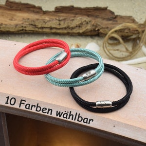 Bracelet MILO | personalized engraving | color & size selectable | sailing rope | surfer | stainless steel magnetic clasp | gift for her + him | 01