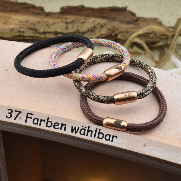 Armband LEON | personalisierte Gravur | Farbe & Größe wählbar | Segeltau | Surfer | Magnetverschluß Edelstahl | Geschenk für sie + ihn | 02