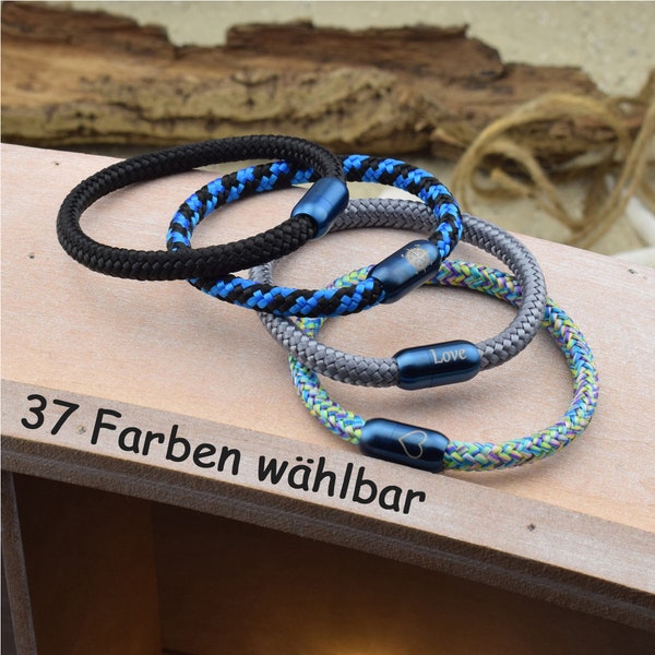 Armband LEON | personalisierte Gravur | Farbe & Größe wählbar | Segeltau | Surfer | Magnetverschluß Edelstahl | Geschenk für sie + ihn | 05