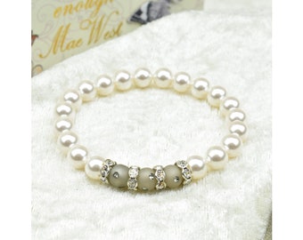 Armband DELIA | Swarovski Perlen | Polaris-Kugeln | Strass-Rondelle | Geschenk für sie