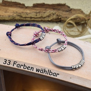 Armband Fußband LIO | personalisierte Gravur | Segeltau | Edelstahl | Verschiebeknoten | Slider | Farbe wählbar | Geschenk für sie & ihn |01