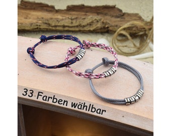 Armband Fußband LIO | personalisierte Gravur | Segeltau | Edelstahl | Verschiebeknoten | Slider | Farbe wählbar | Geschenk für sie & ihn |01