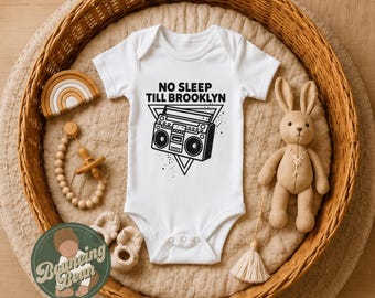No sleep till Brooklyn Onesie® - 90s retro themed baby Onesie® - Music themed Onesie® bodysuit