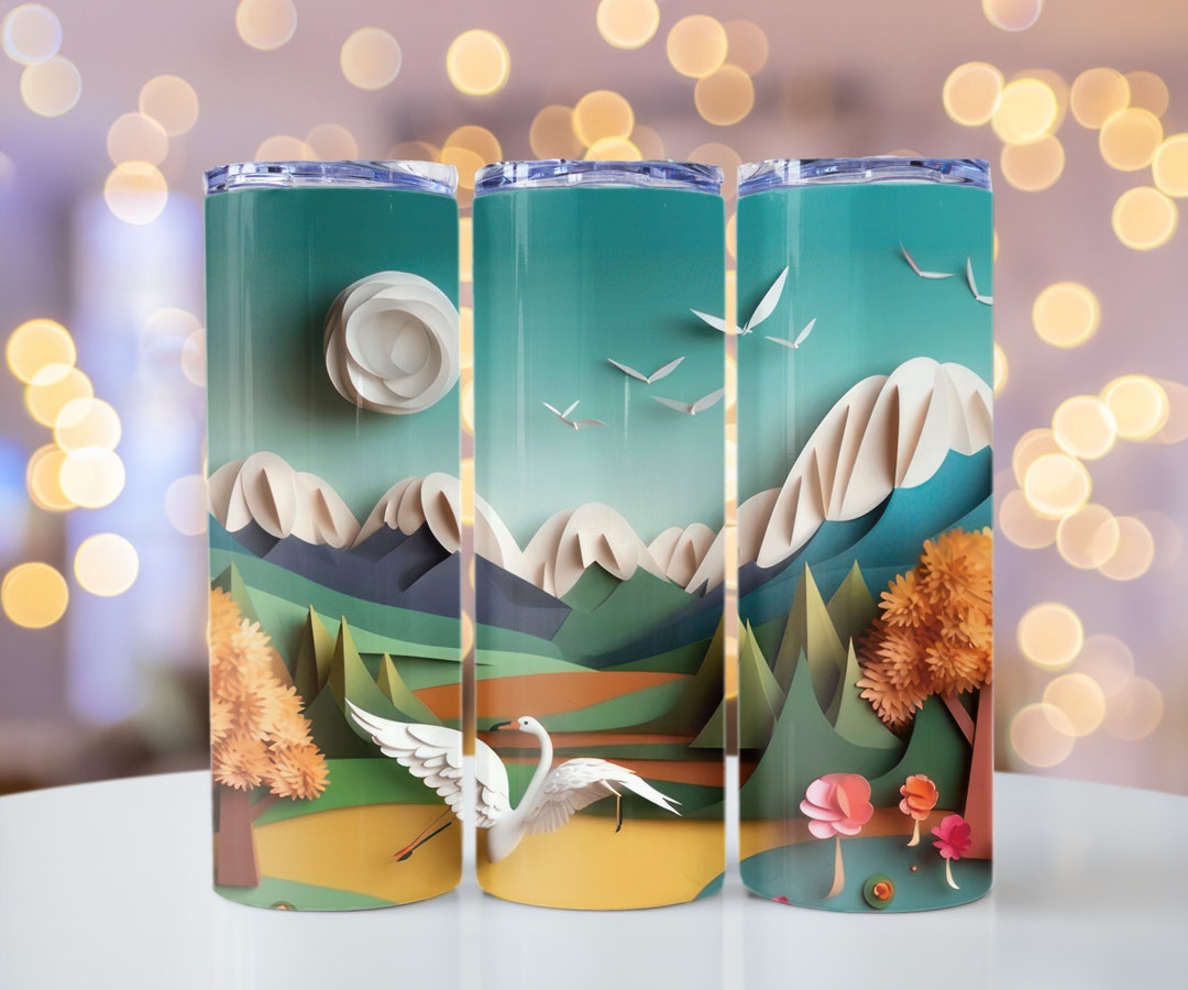 3D Nature Themed Metal Tumbler Cute Tumblers Insulated Metal Tumbler With Lid and Straw Gifts