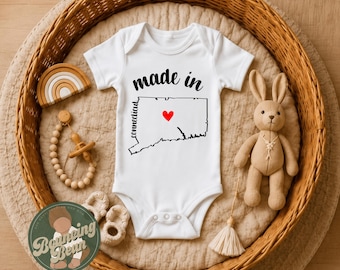 Made in Connecticut state Onesie® - Connecticut baby clothes - State themed Onesie® baby bodysuit gifts