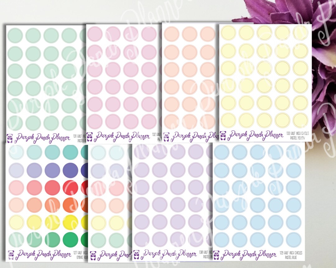 Half Inch Circles, Various Colours, Planner or Bullet Journal Stickers ...