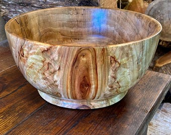 Large Hand Turned Spalted Camphor Pedestal Bowl