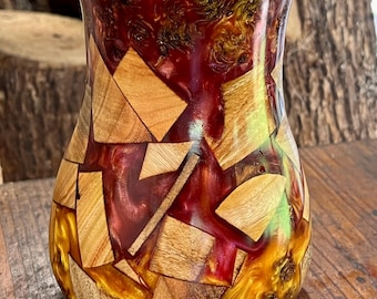 Hand Turned Camphor Wood with Resin Vase