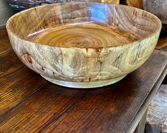 Large 15 Spalted Camphor Wood Pedestal Bowl Handcrafted Statement Centerpiece