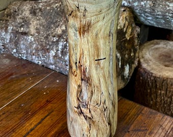 Hand Turned Spalted Camphor Wood Pedestal Vase
