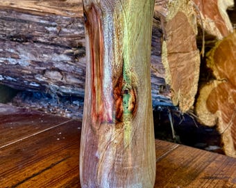 Hand Turned Spalted Camphor Wood Tall Vase