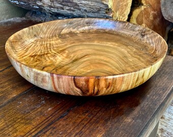 Large Hand Turned Spalted Camphor Wood Pedestal Bowl
