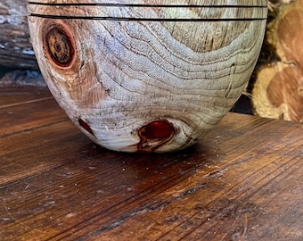 Hand Turned Spalted Camphor Wood Bowl with Resin Inlay