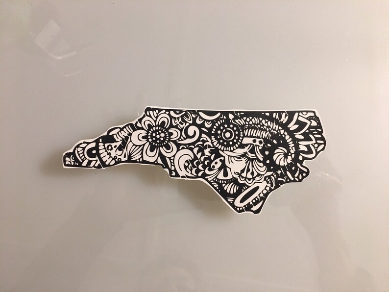 North Carolina MandalaZentangle CarLaptopWall DecalBumper Sticker