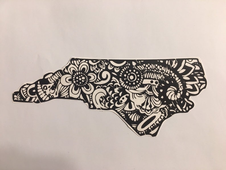 North Carolina MandalaZentangle CarLaptopWall DecalBumper Sticker