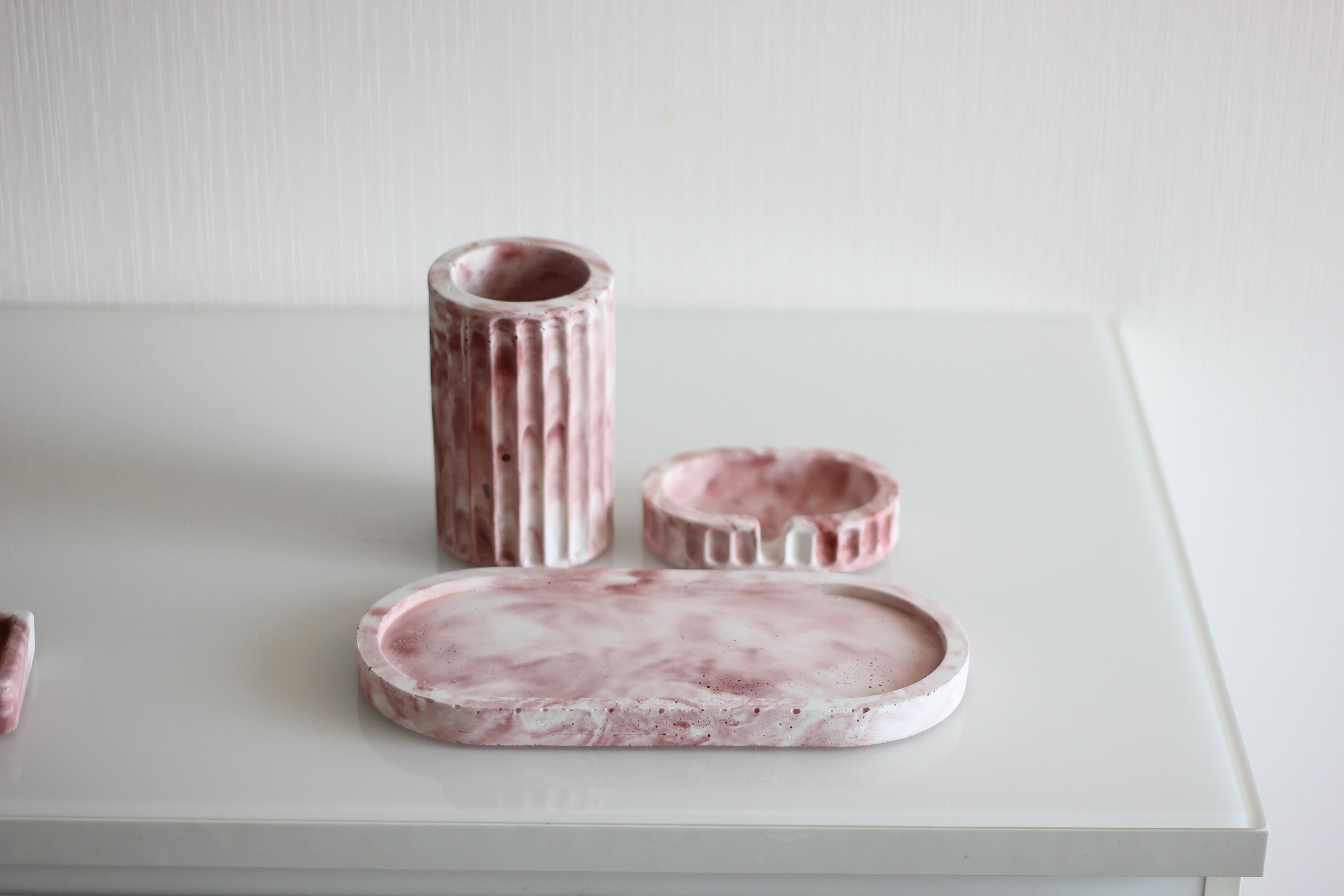 Beton Set für Badezimmer in rosa Marmorfarbe im griechischen | Etsy