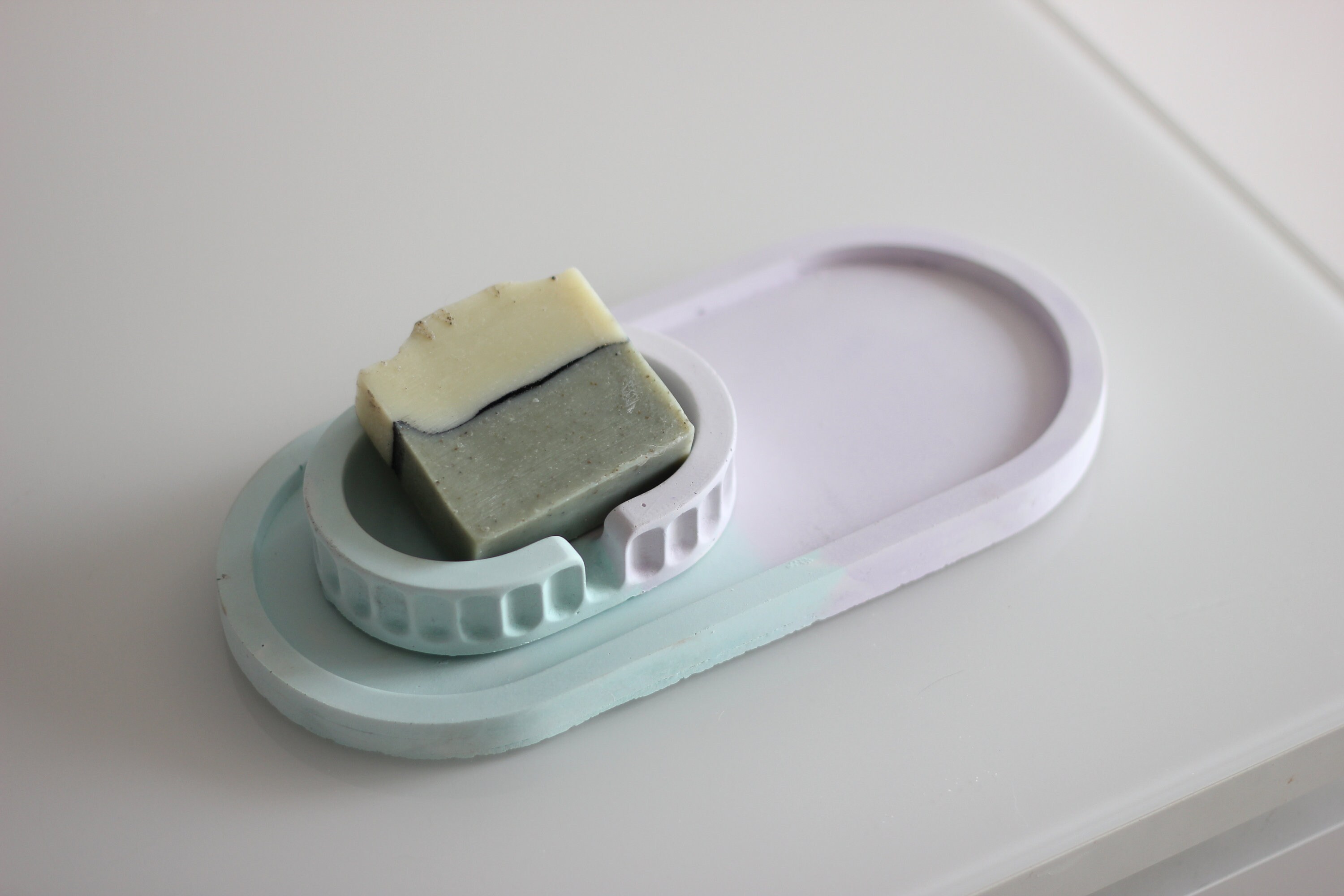 Beton Set für Badezimmer in rosa und blau Marmorfarbe im | Etsy