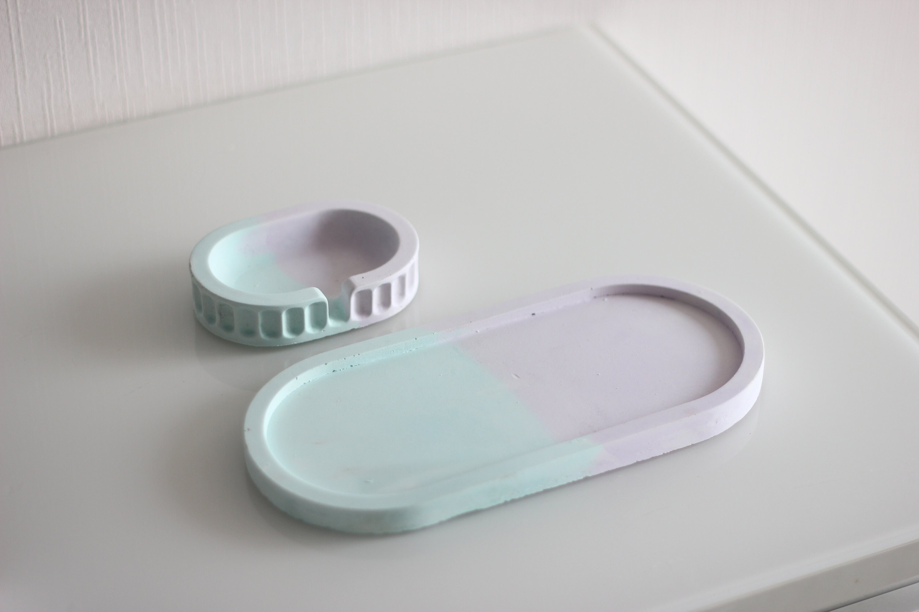 Beton Set für Badezimmer in rosa und blau Marmorfarbe im | Etsy