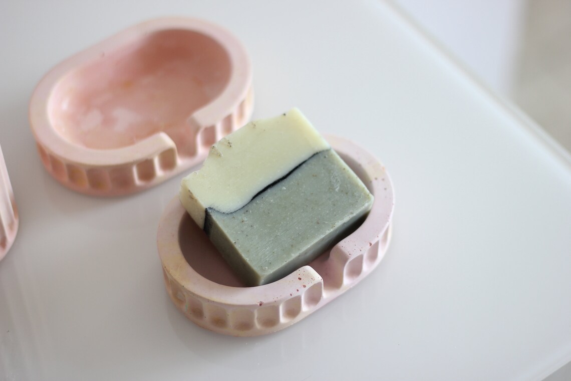 Beton Set für Badezimmer in rosa Marmorfarbe im griechischen | Etsy