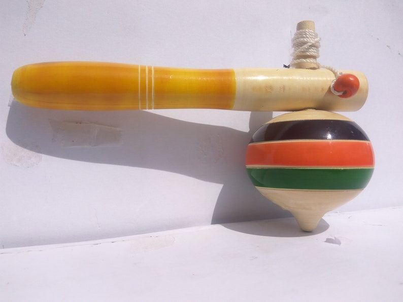Wooden Spinning Tops Collection Spindle Top Pull String Top Etsy