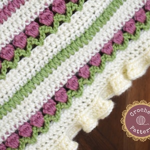 Crochet Baby Blanket Pattern - Ruffled Rose Garden Baby Blanket Pattern - Baby Girl Heirloom Blanket - Instant PDF Download