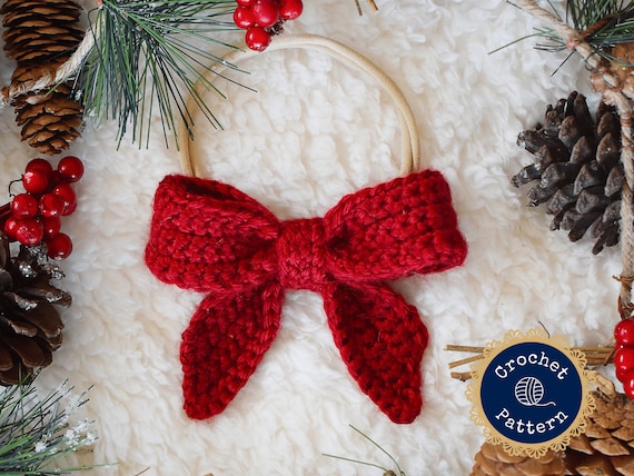 Classic Sailor Hair Bow Crochet Pattern | Christmas Hair Bow | Instant PDF Download