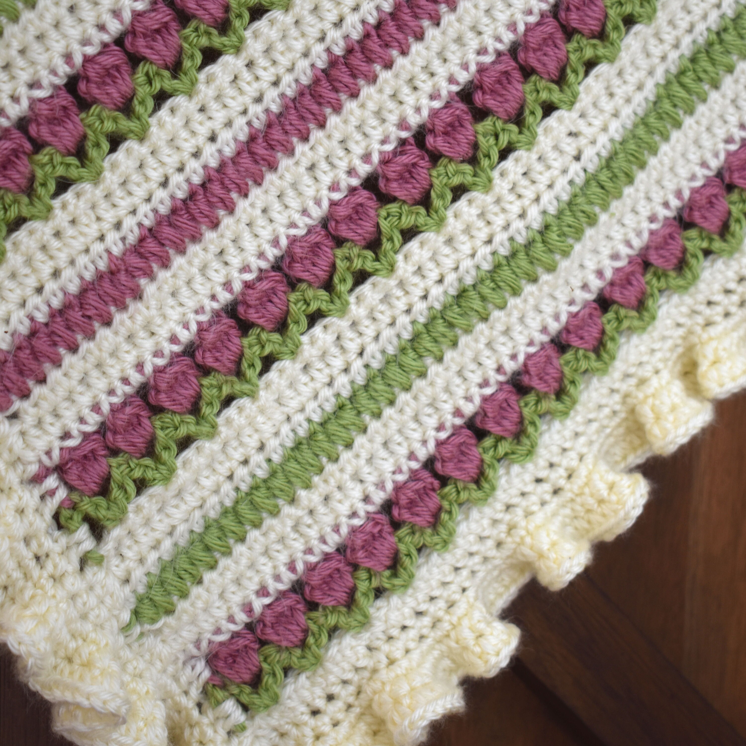 Ruffled Rose Garden Baby Blanket Pattern - Baby Girl Afghan Crochet ...