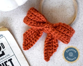 Classic Sailor Hair Bow Crochet Pattern | Fall Hair Bow | Autumn Hair Bow | Hair Bow for Girls | Newborn Hair Bow | Instant PDF Download