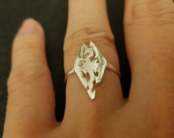 Ring - Skyrim - Dragon - Remembrance Symbol - Sterling Silver - Handmade