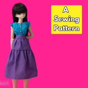 2-Tiered Doll Skirt Sewing Pattern: Beginner-Friendly 1/3 Scale Clothes PDF