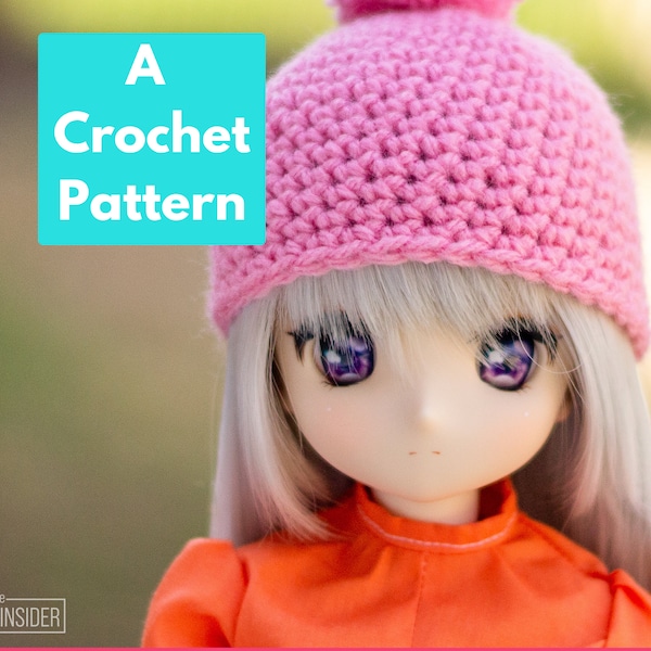 Crochet Beanie Pattern for Dolls, 1/3 scale Hat, Digital Download, DIY, Winter, Autumn, 8-9", 7-9", BJD Headwear, Dolly Beany, Stocking Hat