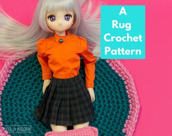 Crochet Rug Pattern for Dolls, 1/3 Scale Home Décor, Tutorial, PDF, Cozy Accessory, Accent Decoration, Dolly Room, Beginner Friendly