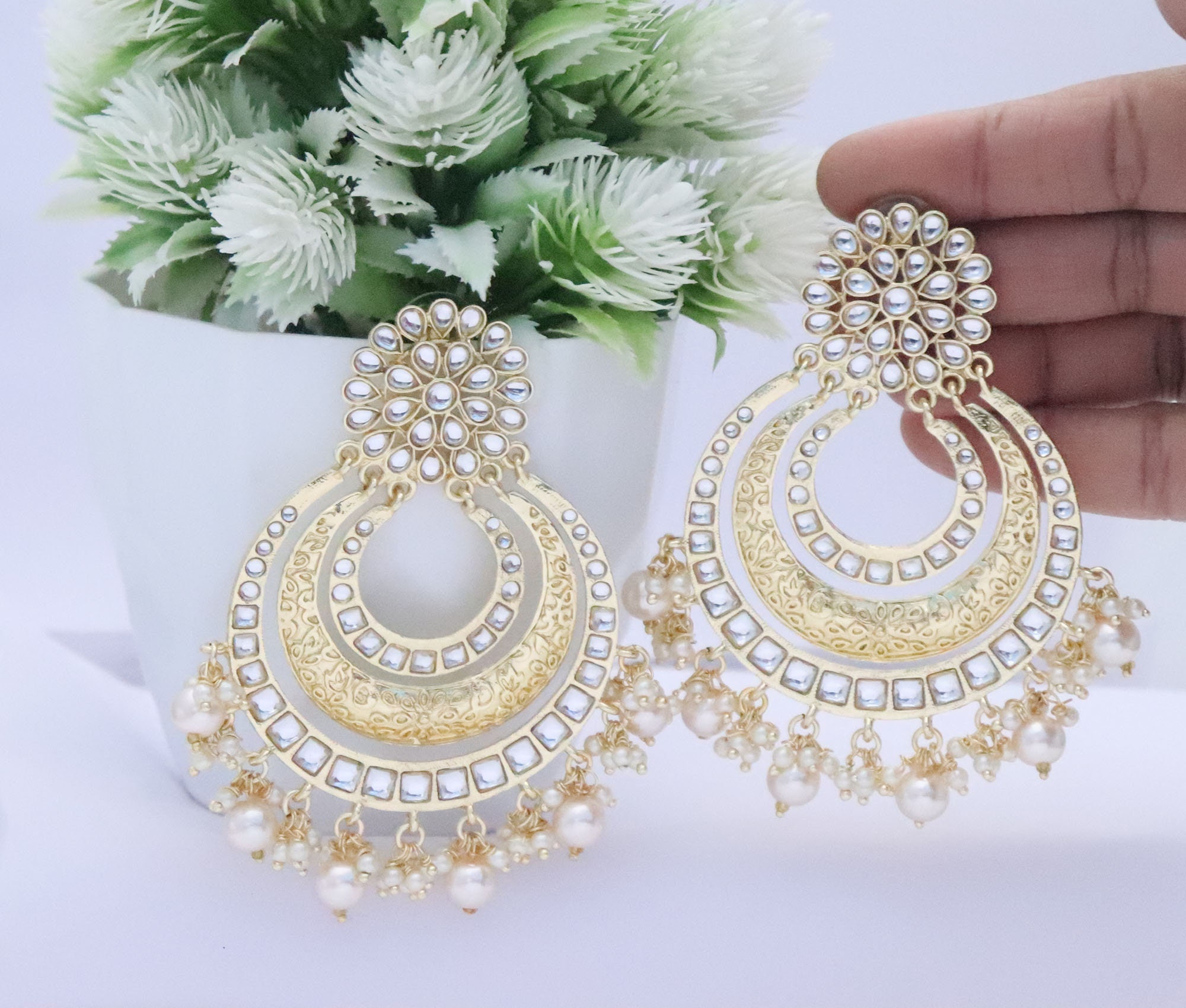 Panchi high quality Hyderabadi chandbali in navratan | Deccan Jewelry |  Bridal jewelry vintage, Etsy earrings, Traditional wedding jewellery