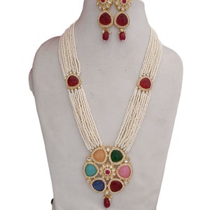 Multi Color Stone Necklace Jewelry Navratan stone Necklace String necklace  925 — Discovered