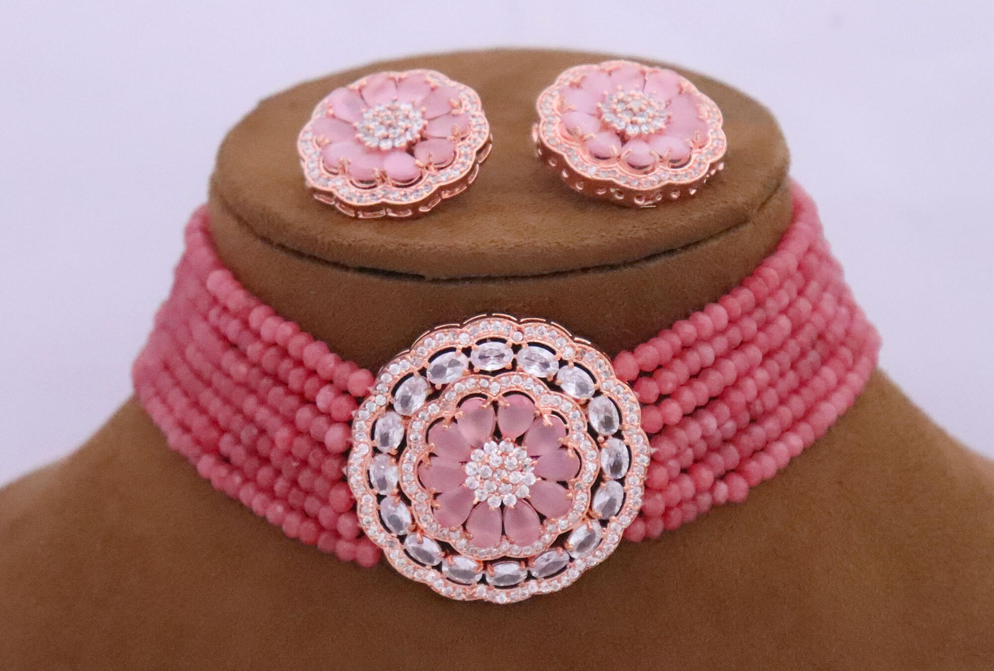 Pink choker best sale necklace