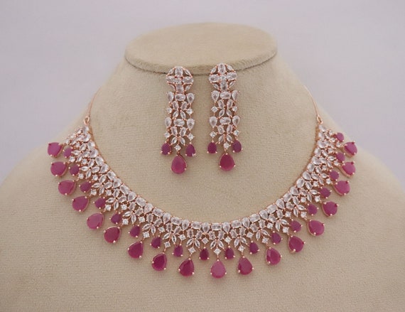 Shazmeen Bridal Necklace set - Red – SOKORA JEWELS