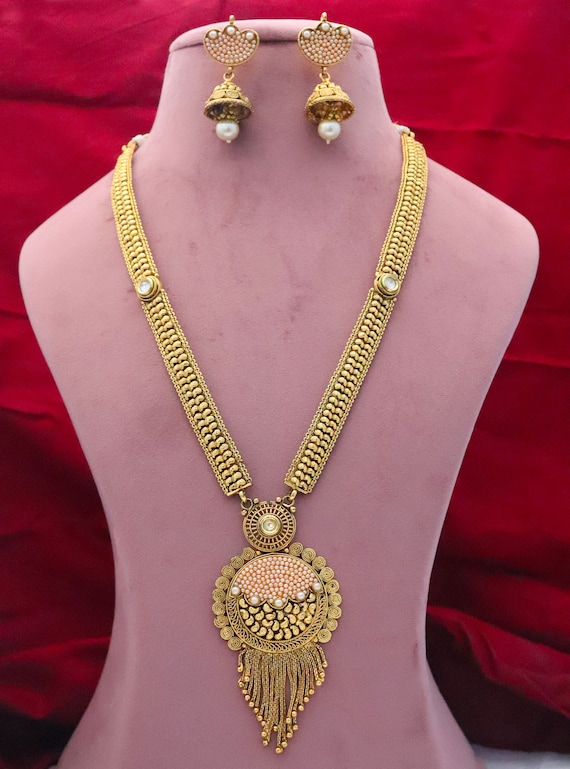 10kt Gold Jewelry|24k Gold Plated Bridal Jewelry Set - Necklace & Earrings  For Wedding