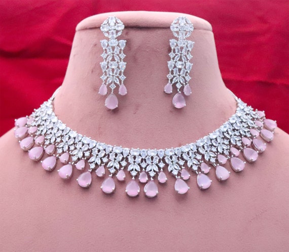 Buy Kundan Silver & Light Pink Choker Floral Necklace Online - Sukkhi.com