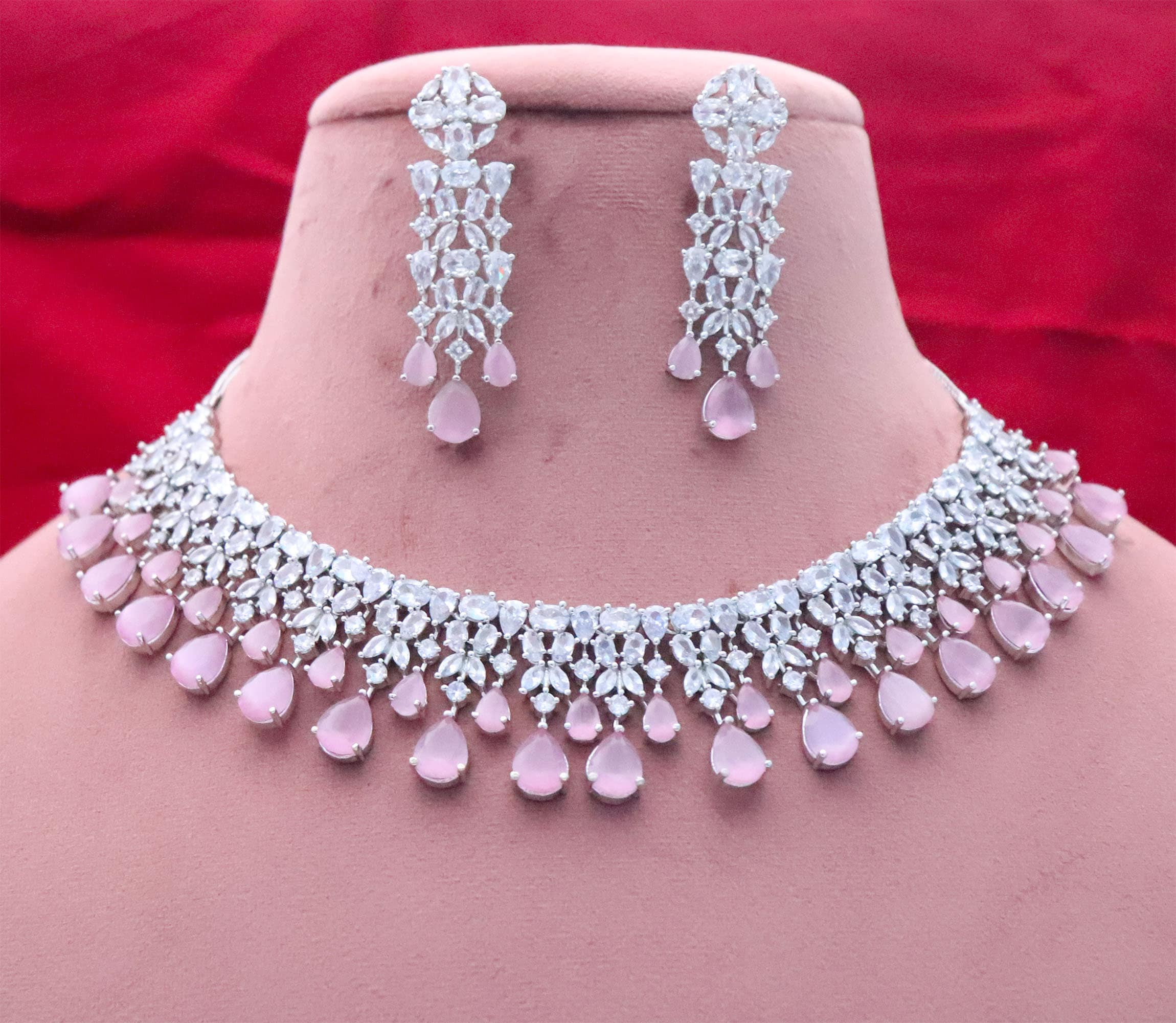 bridal pink diamond necklace