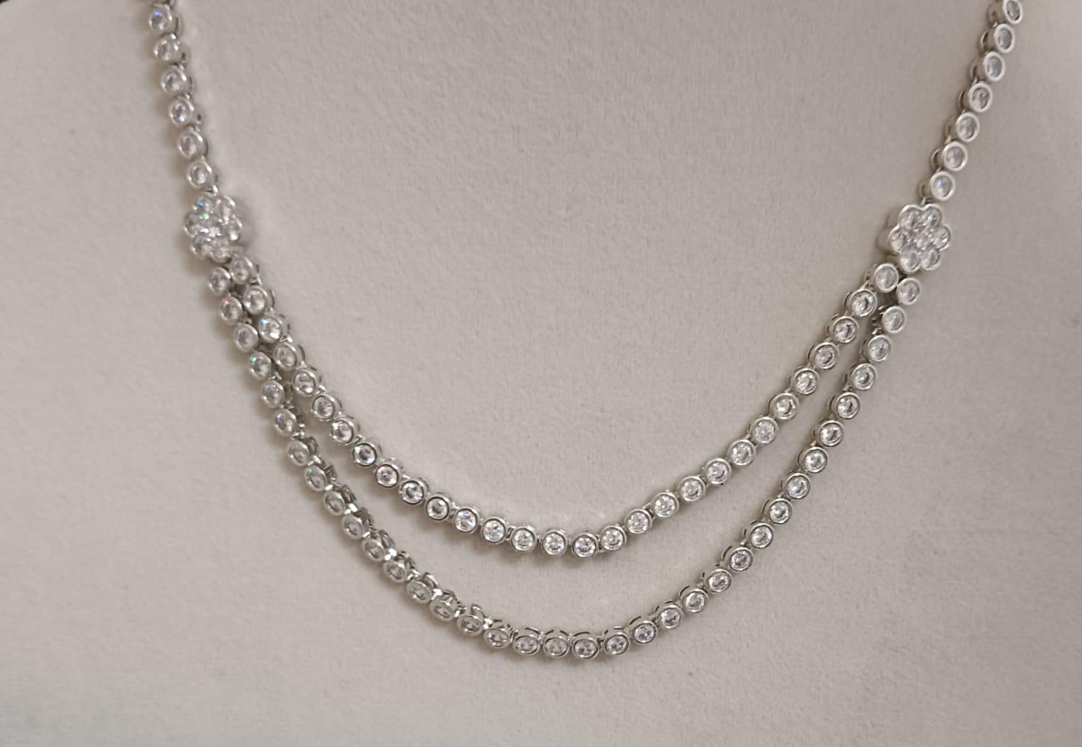 Cubic Zirconia Bridal Jewelry Set: Silver Necklace Cubic Zirconia Bridal Jewelry Set: Silver Necklace