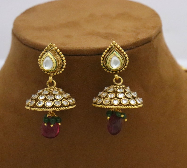 4 Layers Copper Indian Jewelry Necklace Set Kundan Necklace Etsy