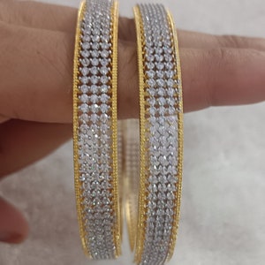Gold Diamond Bangle Pair CZ bangles| Indian Ruby Jewelry Bangles| Pakistani Emerald Jewelry Bangles| CZ Diamonds Bridal Bangles Jewellery