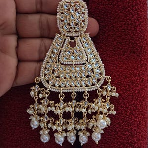 Kundan Ohrringe Handgemachte Indische Ohrringe Vergoldete Perlen Schöne Lange Anhänger Schmuck Pakistanische Ohrringe Traditionelle Hochzeitsschmuck