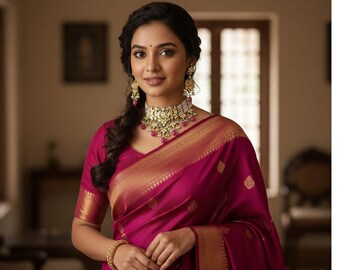 Kundan Pearls Bridal Choker Set: Gold Plated Indian Jewelry with Pink Beads