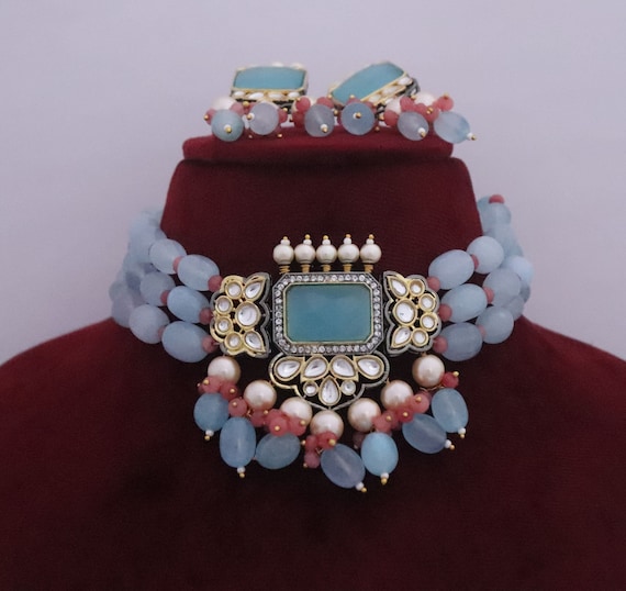 Blue choker set best sale