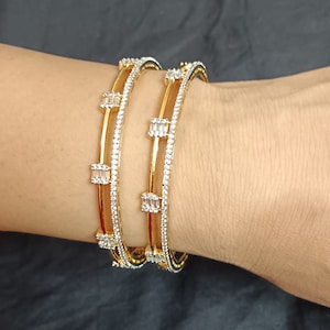 CZ Diamond Bridal Bangles: Gold Plated Indian Jewelry