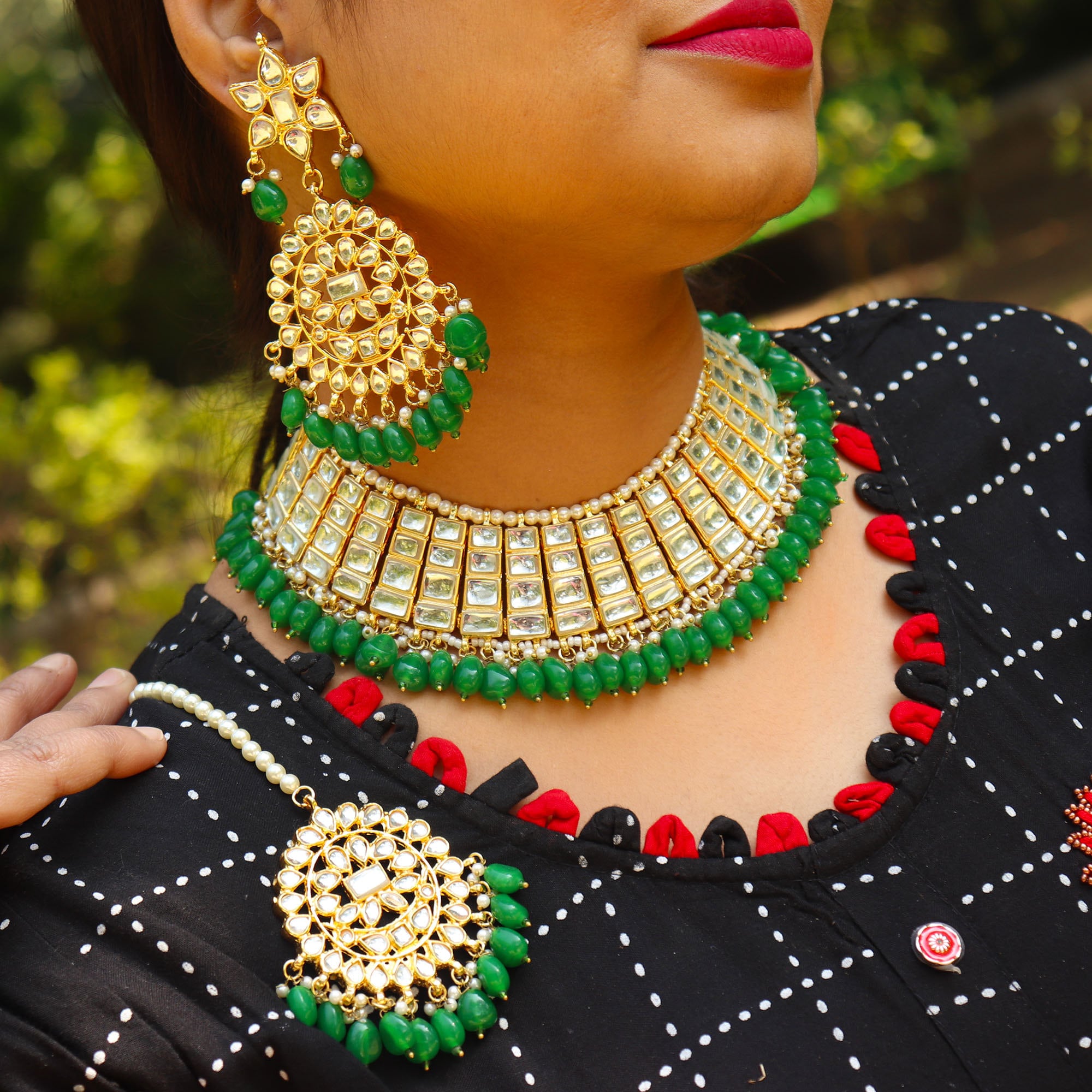 Green artificial jewellery clearance