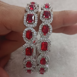 Indian Ruby Jewelry Bangles| Gold Diamond Bangle Pair CZ bangles| Pakistani Emerald Jewelry Bangles| CZ Diamonds Bridal Bangles Jewellery