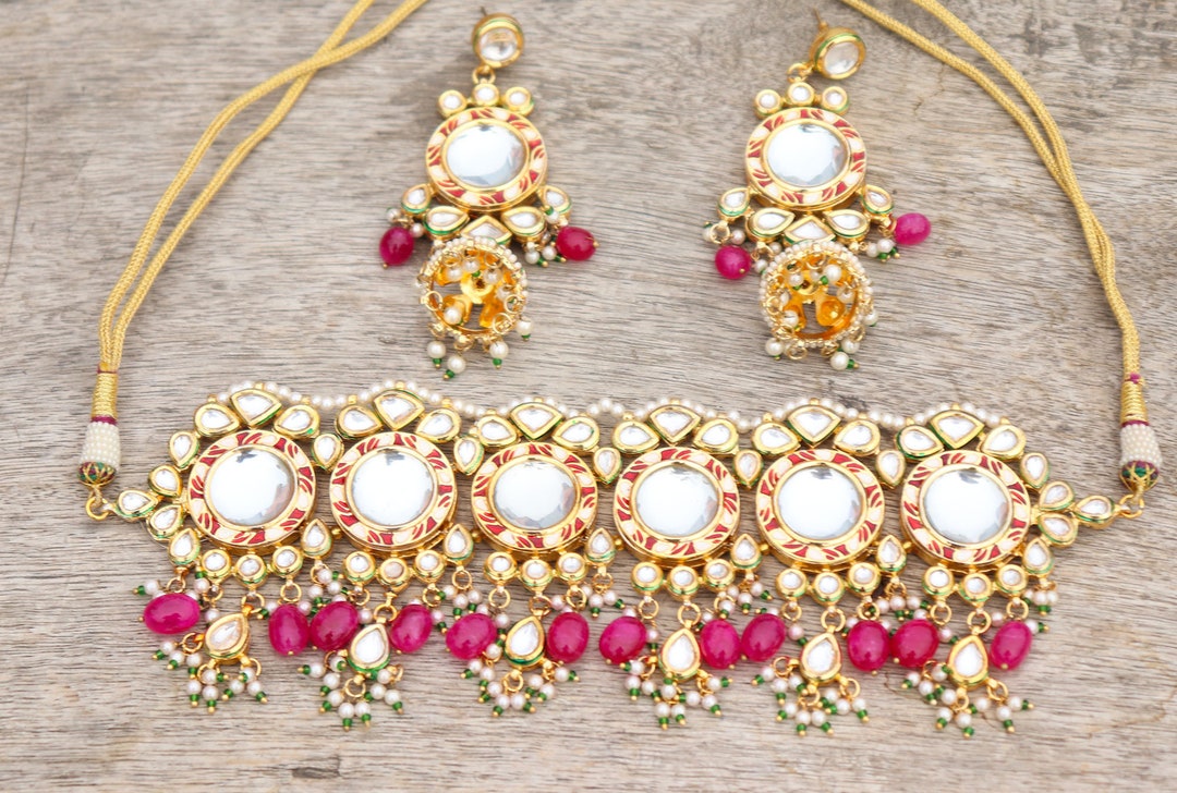 High Quality Big Kundan AC Necklace Earrings Jhumka Jewelry - Etsy UK